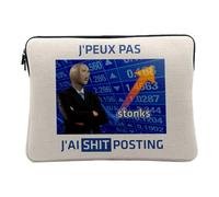 Computer and Tablet Case Linen Look - J'Peux Pas J'Ai Shitposting Social Networks Meme - 12-13 Inches Protective Laptop Sleeve Printed in France