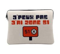 Computer and Tablet Case Linen Look - J'Peux Pas J'Ai Zone 51 UFO Extraterreste Mars - 12-13 Inches Protective Laptop Sleeve Printed in France