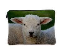 Computer and Tablet Case Linen Look - Lamb Baby Sheep Super Cute Meadow Animal - 10 Inches Protective Laptop Sleeve Printed in France