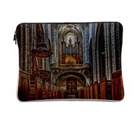 Computer and Tablet Case Linen Look Paris Cathedral Organ Building Middle Ages - 10 Inches Protective Laptop Sleeve Printed in France