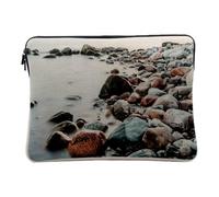 Computer and Tablet Case Linen Look - Pebble Shore Multicoloured Mist Sea - 12-13 Inches Protective Laptop Sleeve Printed in France
