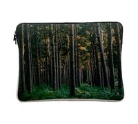 Computer and Tablet Case Linen Look - Pine Forest Covered with Ferns Natural Landscape - 14-15 Inches Protective Laptop Sleeve Printed in France