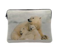 Computer and Tablet Case Linen Look - Polar Bear and Bear Bear Cute Wild Animals - 12-13 Inches Protective Laptop Sleeve Printed in France