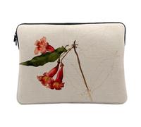 Computer and Tablet Case Linen Look - Red Flowers Watercolour Drawing Painting - 14-15 Inches Protective Laptop Sleeve Printed in France