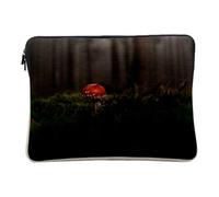 Computer and Tablet Case Linen Look - Red Mushroom Forest Amanite Kills Fly in Foam - 10 Inches Protective Laptop Sleeve Printed in France