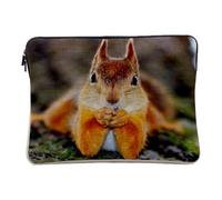 Computer and Tablet Case Linen Look - Red Squirrel Chilling Animals Cute Nature - 14-15 Inches Laptop Protective Pouch Printed in France