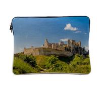 Computer and Tablet Case Linen Look - Ruin of a Medieval Europe Middle Ages Castle - 10 Inches Protective Laptop Sleeve Printed in France