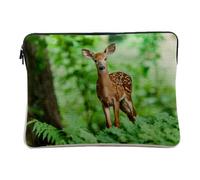 Computer and Tablet Case Linen Look - Small Fawn in the Forest Deer Bambi Wild Animal Nature - 10 Inches Protective Laptop Sleeve Printed in France