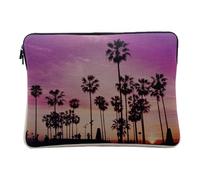 Computer and Tablet Case Linen Look - Sun Layer Beach Los Angeles California Palm Trees - 10 Inches Protective Laptop Sleeve Printed in France