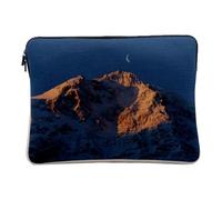 Computer and Tablet Case Linen Look - Sunrise on the Mountain under a Crescent Moon - 10 Inches Protective Laptop Sleeve Printed in France