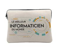 Computer and Tablet Case Linen Look - The World's Best Computer Scientist - 10 Inches Protective Laptop Sleeve Printed in France