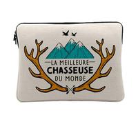 Computer and Tablet Case Linen Look - The World's Best Hunter Hunt Mountain - 12-13 Inches Protective Laptop Sleeve Printed in France