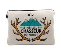 Computer and Tablet Case Linen Look - The World's Best Hunter Hunt Mountain - 14-15 Inches Protective Laptop Sleeve Printed in France