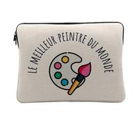 Computer and Tablet Case Linen Look - The World's Best Painter Painting Artist Creation Painting - 12-13 Inches Protective Laptop Sleeve Printed in France