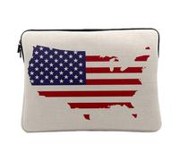 Computer and Tablet Case Linen Look - USA Flag Map Football Sport National Team - 12-13 Inches Protective Laptop Sleeve Printed in France