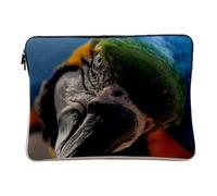 Computer and Tablet Cover Linen Look - Blue Parrot Macaw Close-Up of Bird Head - 10 Inches Protective Laptop Sleeve Printed in France