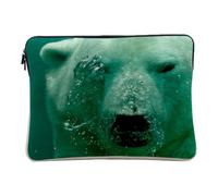 Computer and Tablet Cover Linen Look - Polar Bear Underwater White Bear Wild Animal Nature - 10 Inches Protective Laptop Sleeve Printed in France