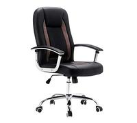 Computer Chair High Back Leather Gaming Chair Fixed Armrest Computer Desk Chair Height Adjustable Task Executive Computer Chair for Office Study,Blue (Black)