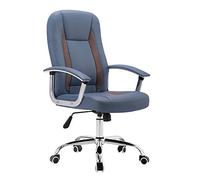 Computer Chair High Back Leather Gaming Chair Fixed Armrest Computer Desk Chair Height Adjustable Task Executive Computer Chair for Office Study,Blue (Blue)