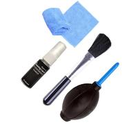 Computer Cleaning Brush Set Air Blowing and Cloth 4pcs | Plastic Cleaning Bundle, 20ml Fluid Included, for Computer and Home Appliances, Black Finish
