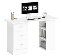 HOMCOM 120cm Computer Desk PC Table Workstation W/ 3 Shelf & Drawers White | TJ Hughes