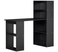 HOMCOM 120cm Modern Computer Desk Bookshelf Writing Table Workstation PC Laptop Study Home Office 6 Shelves Black Aosom UK