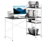 HomCom Computer Desk PC Workstation - 4-Tier Open Bookshelf - Home Office - Black
