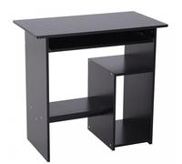 HOMCOM Compact Small Computer Table Wooden Desk Keyboard Tray Storage Shelf Modern Corner Table Home Office Black