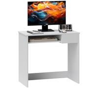 HOMCOM 836-410WT Compact Computer Desk with Keyboard Tray and Drawer White 80x45x75 cm