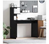 Computer Desk Black Oak 102x50x124cm Engineered Wood Shelf Modern Minimalist