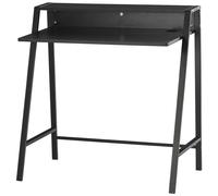 Computer Desk Black Steel Melamine 84x45x85cm Two-Tier Shelf Compact for Study