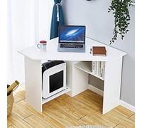 Computer Desk,Corner Home Office Desk PC Laptop Table Gmaing Study Writing Table with Shelf Storage (White)