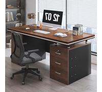 Computer desk,Executive Desk with 3 Drawers, with Storage Cabinet,Rustic Computer Writing Desk,File Drawer,Storage Cabinet,for Home Office(140x60x77cm(55x24x30inch), Oak)