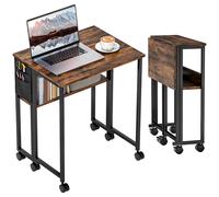 Computer Desk Foldable on Wheels Small Space Writing Shelf