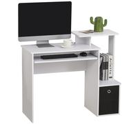 Homcom Computer Desk With Sliding Keyboard Tray Storage Drawer Shelf White