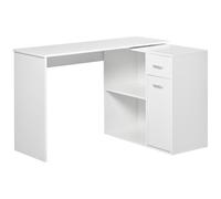 Computer Desk L-Shaped 117x82x74cm White Melamine Particle Board360RotatingShelf