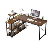 Computer Desk, L-Shaped Workstation with Storage Shelves, Home Office Writing Desk, Rustic Design