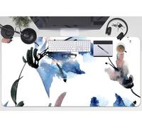 Computer Desk Mat 100x50 cm Easy Clean Waterproof Protection and Decoration PVC Vinyle Decor for Office and Home Scratch-Resistant for Keyboard and Mouse Non-Slip - Watercolor Flowers