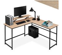 Tectake Desk Melrose - Corner Desk With A Movable Monitor Stand 130 Cm - Industrial Wood Light, Oak Sonoma