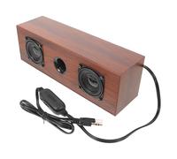 Computer Desk Speaker Sound Bar System with Warm and Inviting Aesthetic, Wooden Construction, and Clear Audio Output, Ideal for Vintage-Themed Environments
