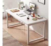 Computer Desk, Sturdy Home Office Workstation, Metal Legs, Wood Study Table for Remote Work & Writing, Modern Finish