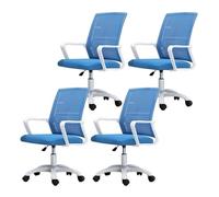 Computer Desk & Swivel Rolling Chair Set High Back Mesh Gaming Chair with Lumbar Support Reclining & Tilt Function Blue & White 4Piece Home Office Fur