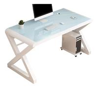 Computer Desk, Tempered Glass Writing Surface, Modern Home Office Workstation, Minimalist Study Table for Small Spaces, Ideal Gaming Desk