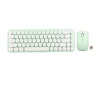 Computer Desk, Typewriter Keyboard and Mouse Combo 68 Keys 2.4GHz Stable Transmission Battery Powered Retro Typewriter Keyboard for Windows Standing Desk for Home Office (White Green)