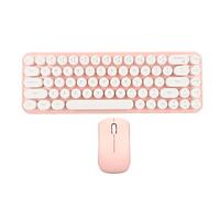Computer Desk, Typewriter Keyboard and Mouse Combo 68 Keys 2.4GHz Stable Transmission Battery Powered Retro Typewriter Keyboard for Windows Standing Desk for Home Office (White and Pink)