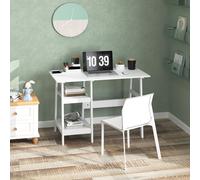 (White) HOMCOM Computer Writing Desk w/ Shelf PC Workstation for Home Office
