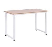 Computer Desk W/ White Metal Frame MDF, 120W x 60D x 76Hcm-Oak Grain Tone
