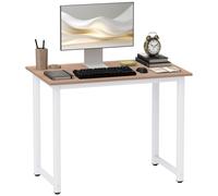 Computer Desk White 100x60x76cm Particle Board Top Steel Frame Minimal StudioUK