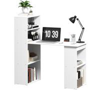 HomCom Computer Desk Bijou - 120L x 55D x 120H cm - Bookshelf 6 Shelves - White