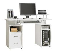 Computer Desk White 120x55x85cm Melamine Particle Board Keyboard Tray with Shelf